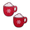 Festive red hot cocoa nipple pasties with snowflake designs, perfect for holiday parties and intimate celebrations.
