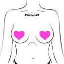 Pastease Brand Heart Neon Pink Pasties on a body silhouette, showcasing playful and vibrant nipple covers.