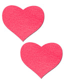 Pastease Brand Heart Neon Pink Pasties in vibrant pink color displayed on a white background.