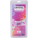 Crystal Jellies Curved Realistic Cock With Balls 7 Inch Pink product packaging with dimensions and features.