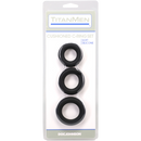 Titanmen Cushioned C-Ring 3 Piece Silicone Set Black packaging showcasing three black silicone rings.