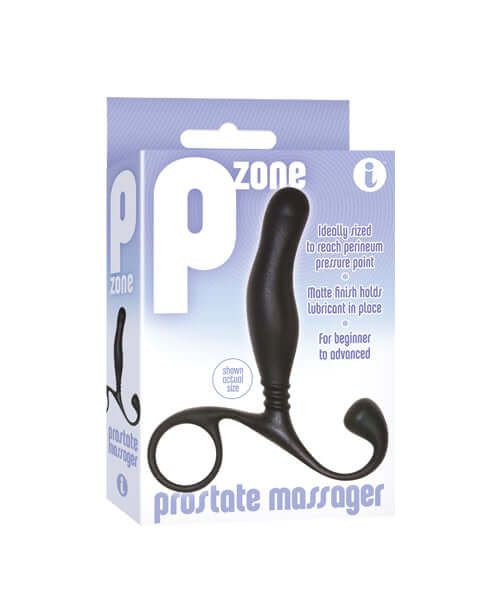 The 9's P Zone Prostate Massager in black, designed for ease of use and perineum pressure point stimulation.