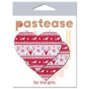 Pastease Ugly Christmas Sweater Glitter Red & White Heart pasties in holiday packaging with festive deer print.