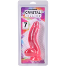 Crystal Jellies Curved Realistic Cock With Balls 7 Inch Pink in packaging with colorful design, showcasing its lifelike features.