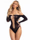 LACY SLEEVE BODYSUIT BLACK-0