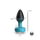 Viben Eluxe Vibrating Gem Anal Plug Medium Blue Ombre dimensions showing size details and design features.