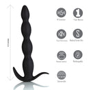 Maia Mason Remote Control Silicone Butt Plug Black with 15 functions and dual vibrations, 9.3 inches long.