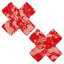 Neva Nude Red Lace X Nipple Cover Pasties featuring bold X design in red lace for confident braless style.