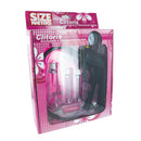 Size Matters Clitoris Excitement and Enhancement System kit with hand pump, three cylinders, and micro vibrator.
