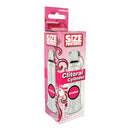 Size Matters Clitoral Excitement Cylinder Clear packaging showcasing medium clitoral cylinder for enhanced sensations.