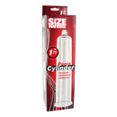 Size Matters Penis Pump Cylinder 1.75 Inch x 9 Inch Clear packaging, showcasing features like enlarge, stimulate, enhance.