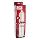 Size Matters Penis Pump Cylinder 2 Inch x 9 Inch Clear packaging showcasing the crystal clear vacuum cylinder design.