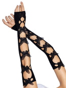Leg Avenue Butterfly Cut Out Arm Warmers One Size Black showcasing intricate butterfly appliques and playful cut-outs.