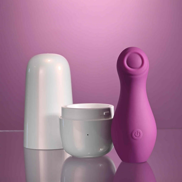 Playboy Jet Set Tapping Toy for Clitoral Stimulation with Self-Charging Case and Stylish White Travel Cover