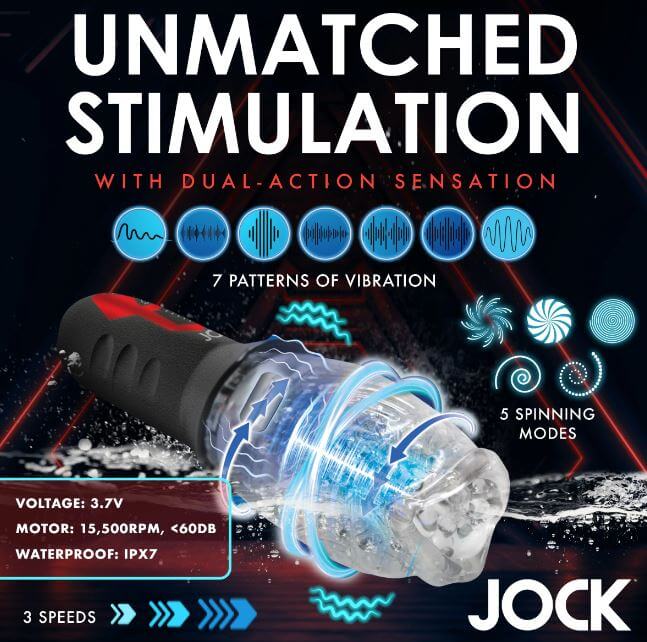 JOCK Spinning & Vibrating Masturbator – Intense 360° Self-Pleasure with 7 Vibration Patterns