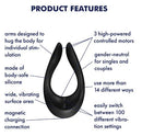Satisfyer Endless Joy Couples Vibrator Black features, including 3 motors and body-safe silicone for versatile pleasure.