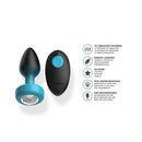 Eluxe Small Vibrating Anal Plug Clear Gem Blue Ombre with remote control and features.