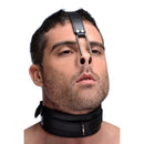 Master Series Leather Collar with Nose Hook Black on model emphasizing control and posture training.
