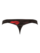 Kiss Me Micro Thong V Lips Print L/XL - Men's Sexy Low Rise G-String with playful lips design, bringing style and comfort.