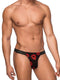 Man wearing Male Power low-rise Kiss Me Micro Thong with lips print design.