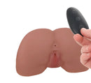 Asstastic Vibrating Ass and Pussy Moaning Masturbator with remote control in hand.