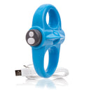 Screaming O Charged Yoga Rechargeable Vibe Ring Blue with USB charging cable for versatile stimulation.