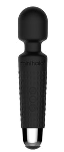 Viben Mini Halo Midnight Black Wand Massager in sleek black design, showcasing compact ergonomics and intuitive controls.