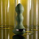 Evolved Lieutenant Vibrating Plug with 10 speeds and patterns, featuring an egg-shaped base and tapered tip, placed against a reflective background