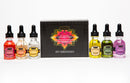 Kama Sutra Oil of Love Collection Set 6 Flavors featuring six flavored warming oils in a stylish box.