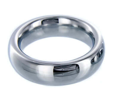 Master Series 2-inch stainless steel cock ring for enhanced sensation and longer erections, polished finish.