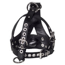 Strict Leather Bishop Head Harness with Removable Gag featuring thick leather and steel hardware.