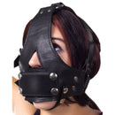 Strict Leather Bishop Head Harness with Removable Gag for head restraint and control in BDSM play.