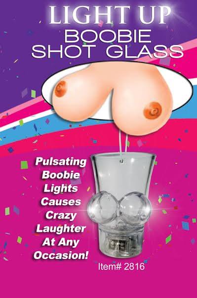 Light Up Boobie Shot Glass with pulsating lights, perfect for bachelor parties and fun adult gatherings.