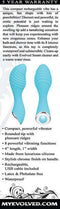 Little Dipper rechargeable silicone vibrator in aqua with pleasure ridges and 8 vibrating functions, compact and waterproof.