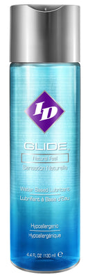 ID Glide Water Based Lubricant 4.4 Fl Oz bottle featuring a sleek design and clear labeling.