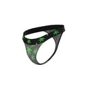 HAZY DAYZ Micro Thong Pot Leaf L/XL - Sheer Stretch Mesh with striking green pot leaf print