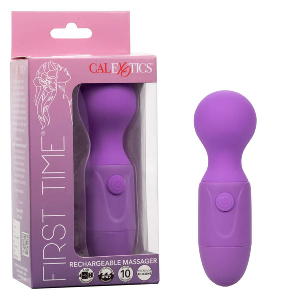 First Time Rechargeable Massager in Purple with Packaging