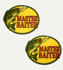 Master Baiter Bass Proof Nipple Cover Pasties logo featuring a bass fish and playful colors.