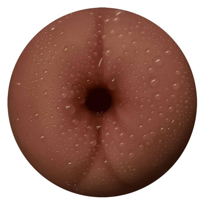 Realistic feel male stroker with lifelike texture in cream, designed for enhanced pleasure and intimate experience.