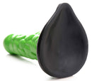 Radioactive Reptile Thick Scaly Silicone Dildo Green with a thick, scale-textured green shaft and a black base.