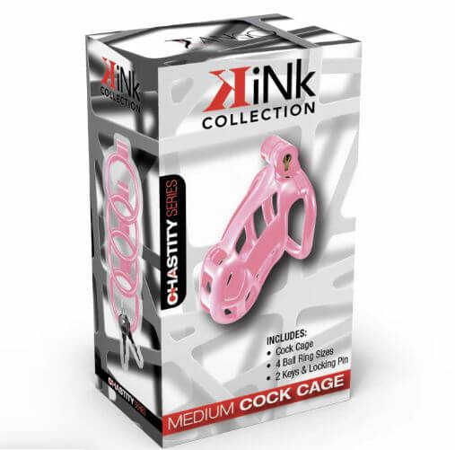 KINK CHASTITY SERIES LOCKING COCK CAGE M PINK-1