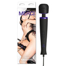 Doc Johnson Merci Power Wand Massager Black on display with packaging, showcasing sleek design and powerful features.