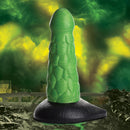 Radioactive Reptile Thick Scaly Silicone Dildo Green on a contrasting black base with lush green textured design.