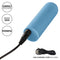 Turbo Buzz Rounded Mini Bullet Blue with USB charging cord, highlighting compact design, body-safe material, and powerful functions.