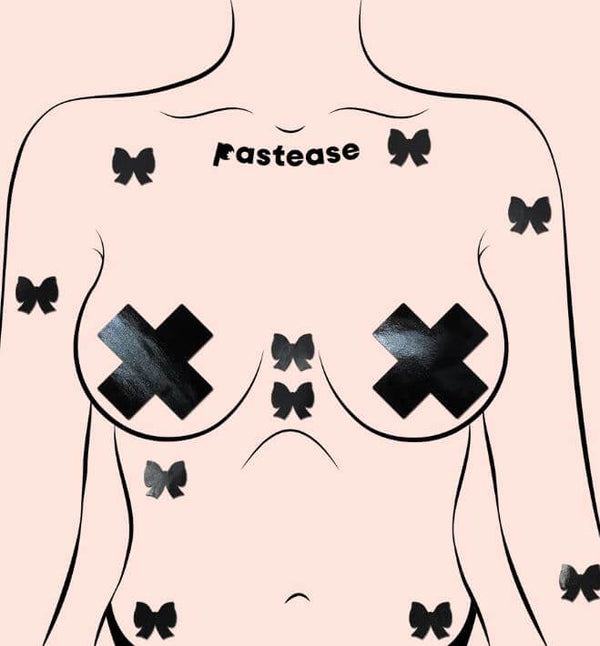 MINI BODY PASTIES 10PK FAUX PLEATHER BLACK-0