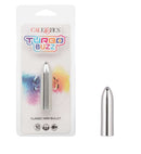 Turbo Buzz™ Classic Mini Bullet Silver 10-Function in packaging and out, discreet powerful stimulator for personalized pleasure.