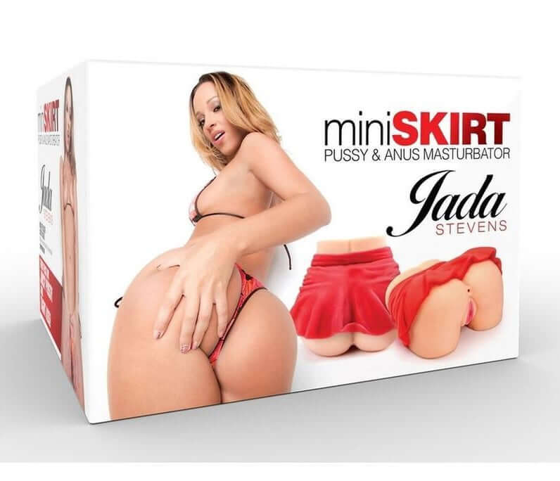 Jada Stevens Mini Skirt Pussy & Anus Masturbator, realistic sensations under a pink mini skirt, ideal for intimate pleasure.