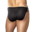 Male Power Cage Briefs Black S M showcasing strappy design and sleek fit on a model's backside.