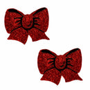 Neva Nude Ravish Me Red Glitter Bow Nipple Cover Pasties featuring two sparkling red glitter bows.