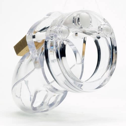 CBX Mr Stubb 1.75-inch clear chastity cage kit showcasing its sleek design for male sensual restraint.